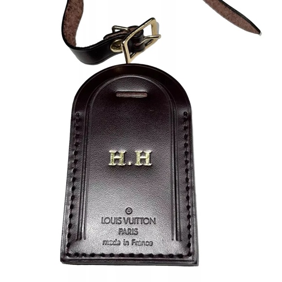 Louis Vuitton Leather Tag Bordeaux w/ HH Initials Stamped Maroon 🔥 - Picture 6 of 7